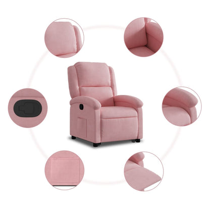Relaxsessel mit Aufstehhilfe Rosa Samt