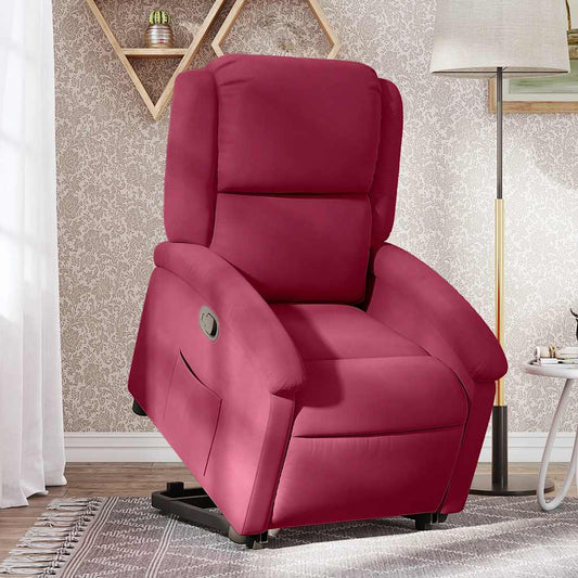 Fauteuil inclinable avec aide à la verticalisation en velours rouge vin