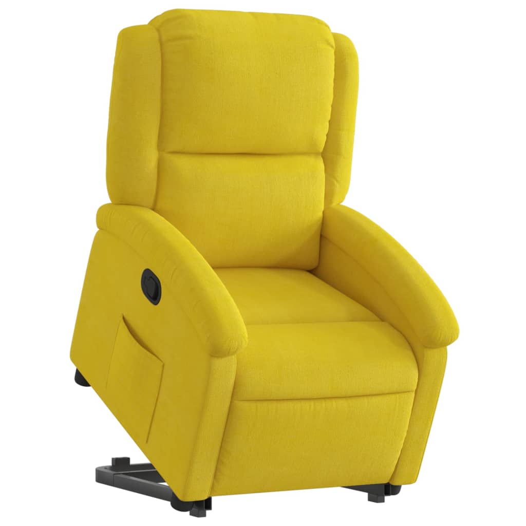 Fauteuil inclinable avec aide à la verticalisation en velours jaune