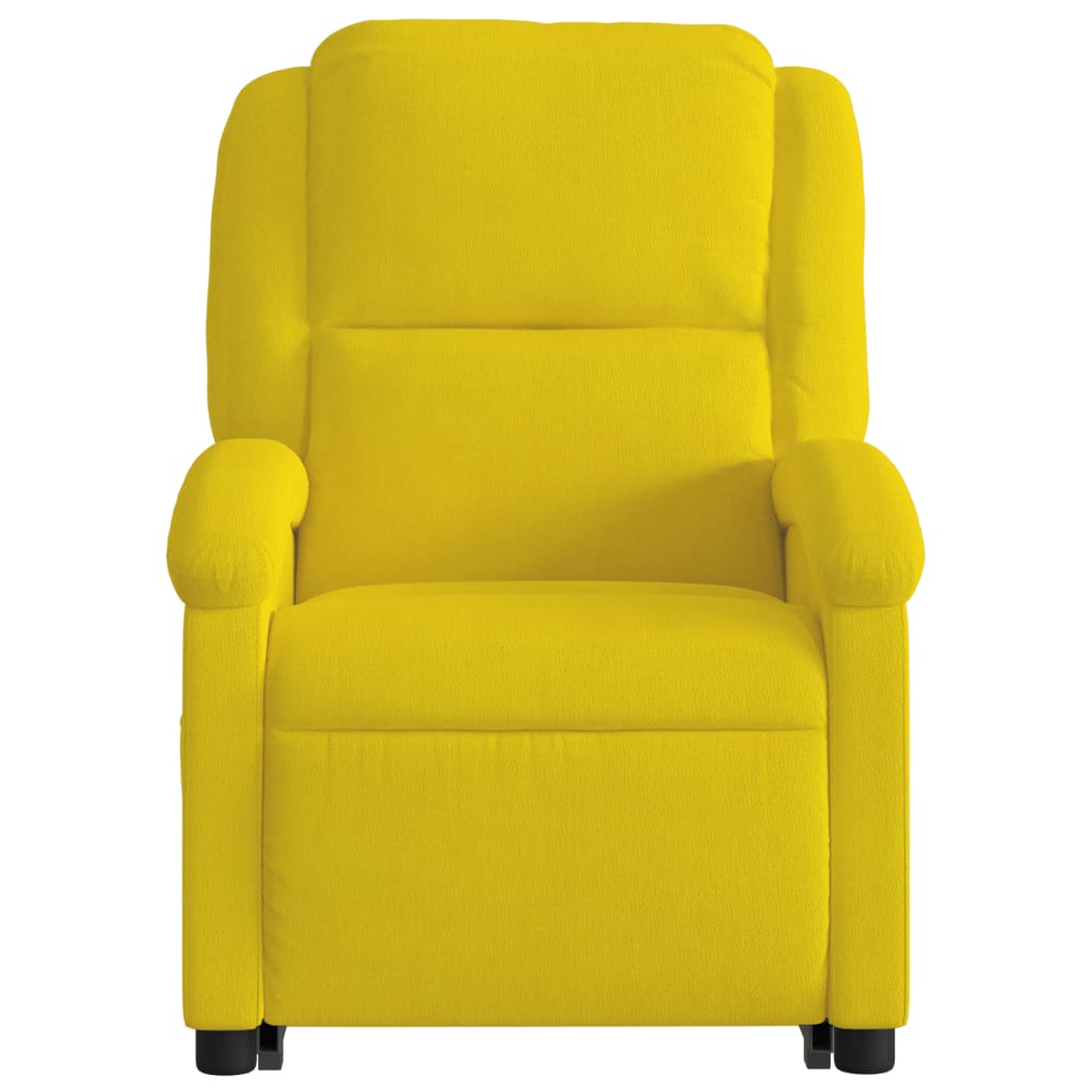 Fauteuil inclinable avec aide à la verticalisation en velours jaune