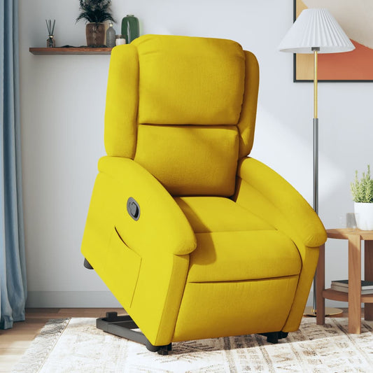 Fauteuil inclinable avec aide à la verticalisation en velours jaune