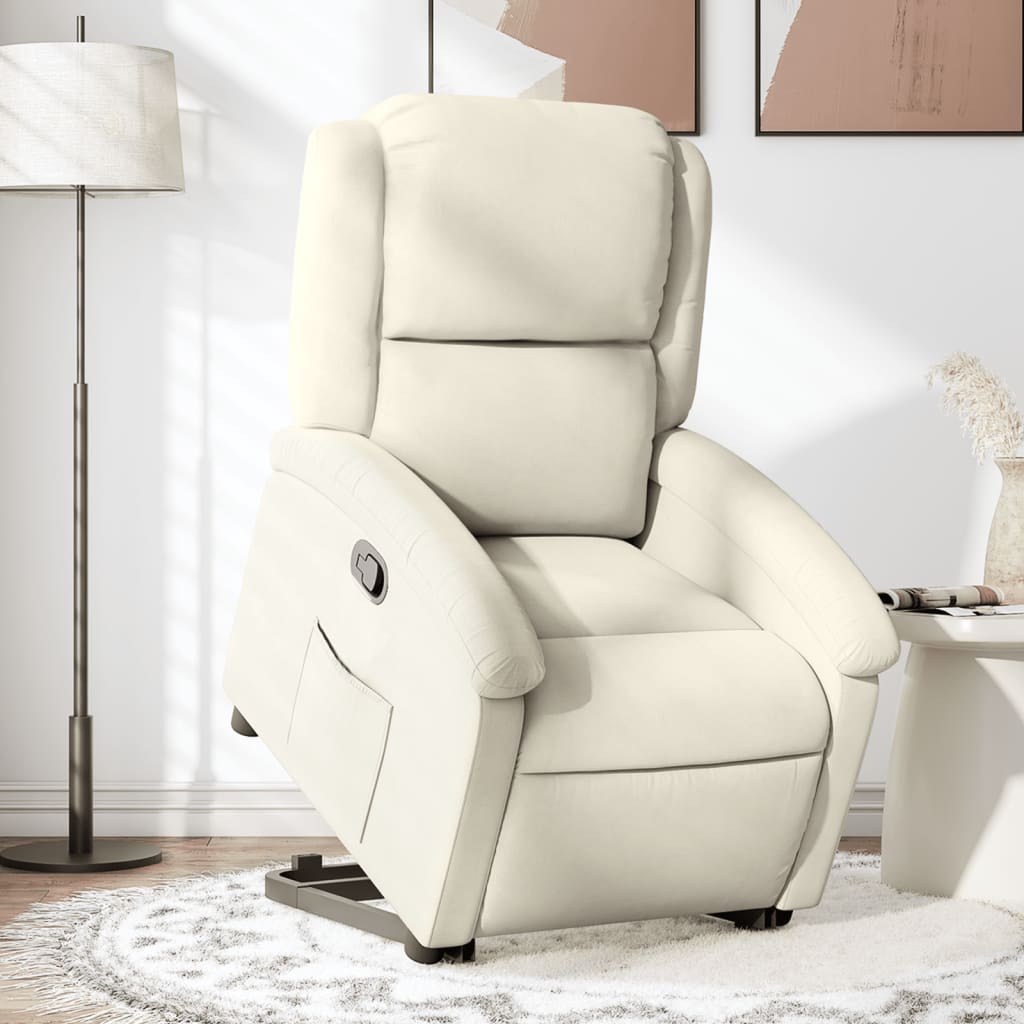 Fauteuil relax avec aide au relevage velours crème