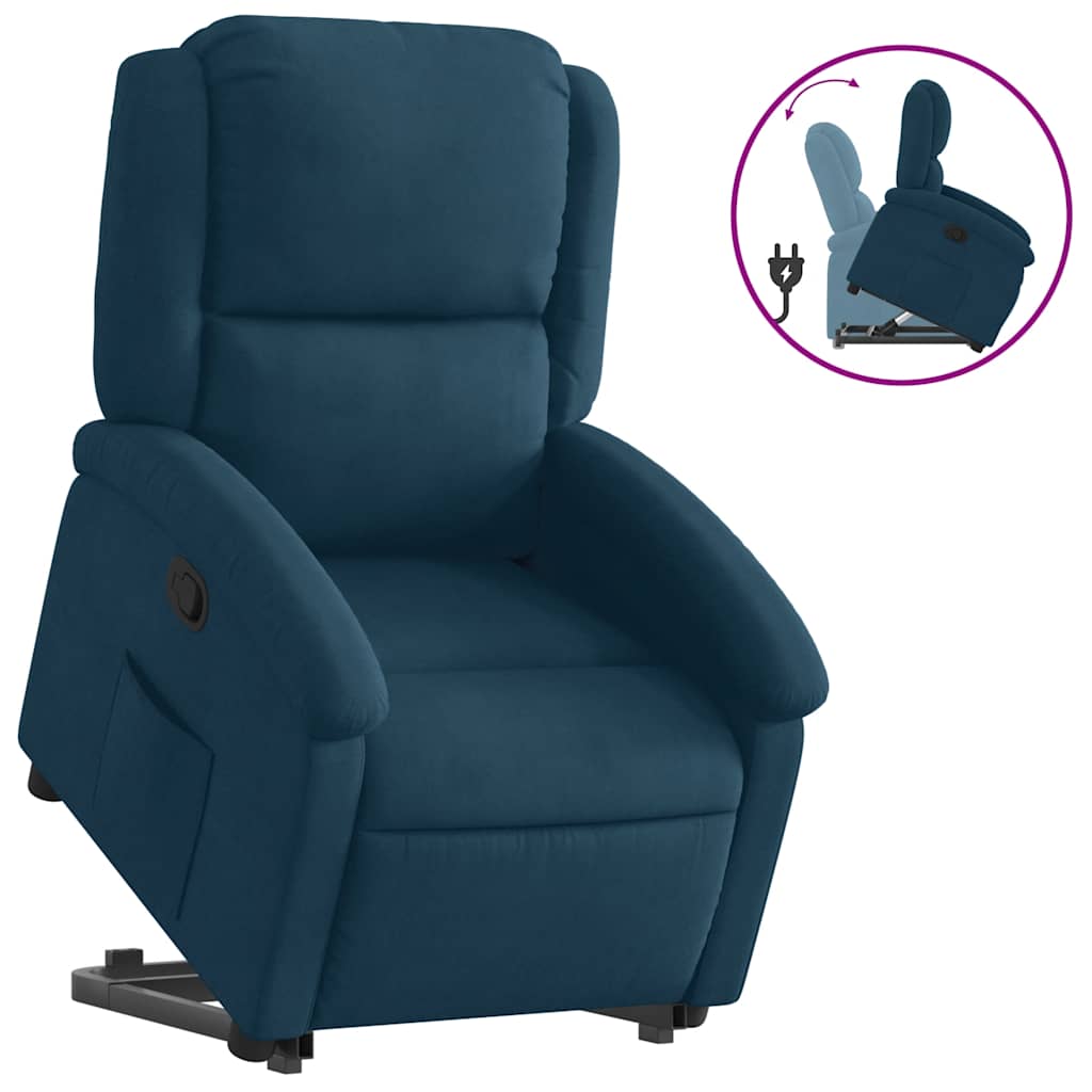 Relaxsessel mit Aufstehhilfe Blau Samt