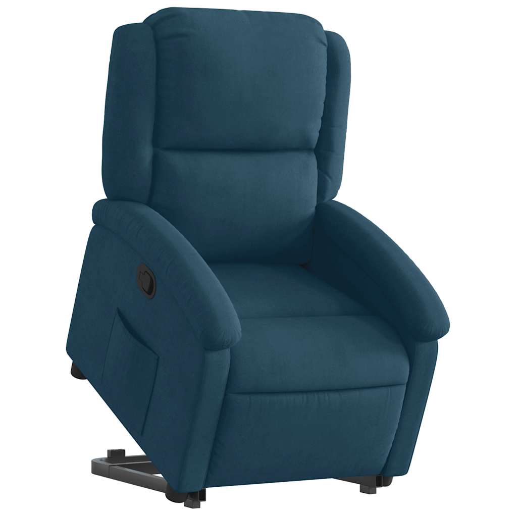Relaxsessel mit Aufstehhilfe Blau Samt