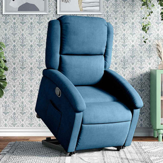 Relaxsessel mit Aufstehhilfe Blau Samt
