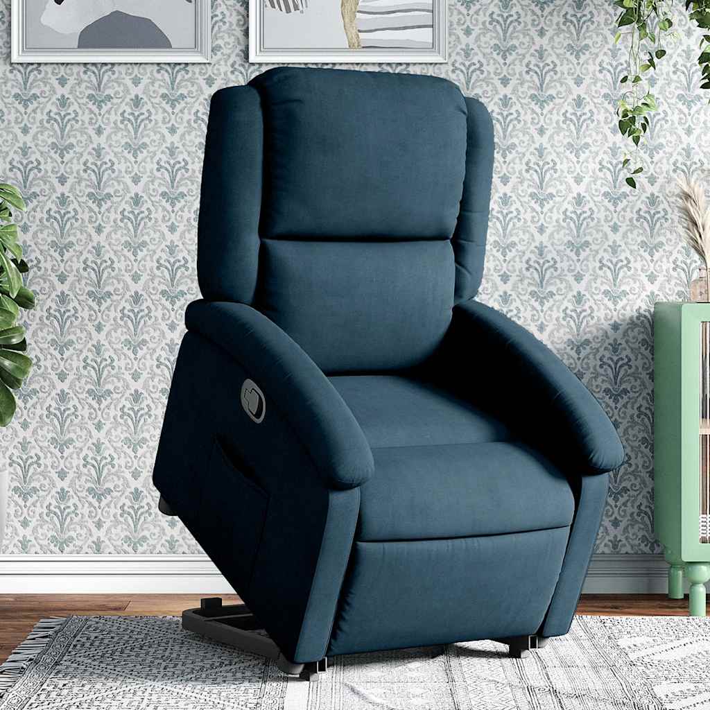 Relaxsessel mit Aufstehhilfe Blau Samt
