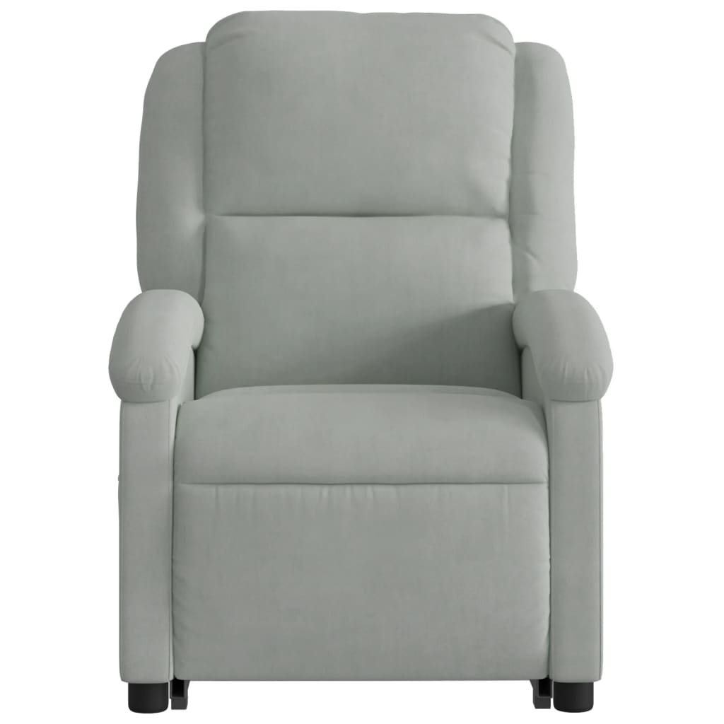 Massage chair with stand-up aid light grey velvet