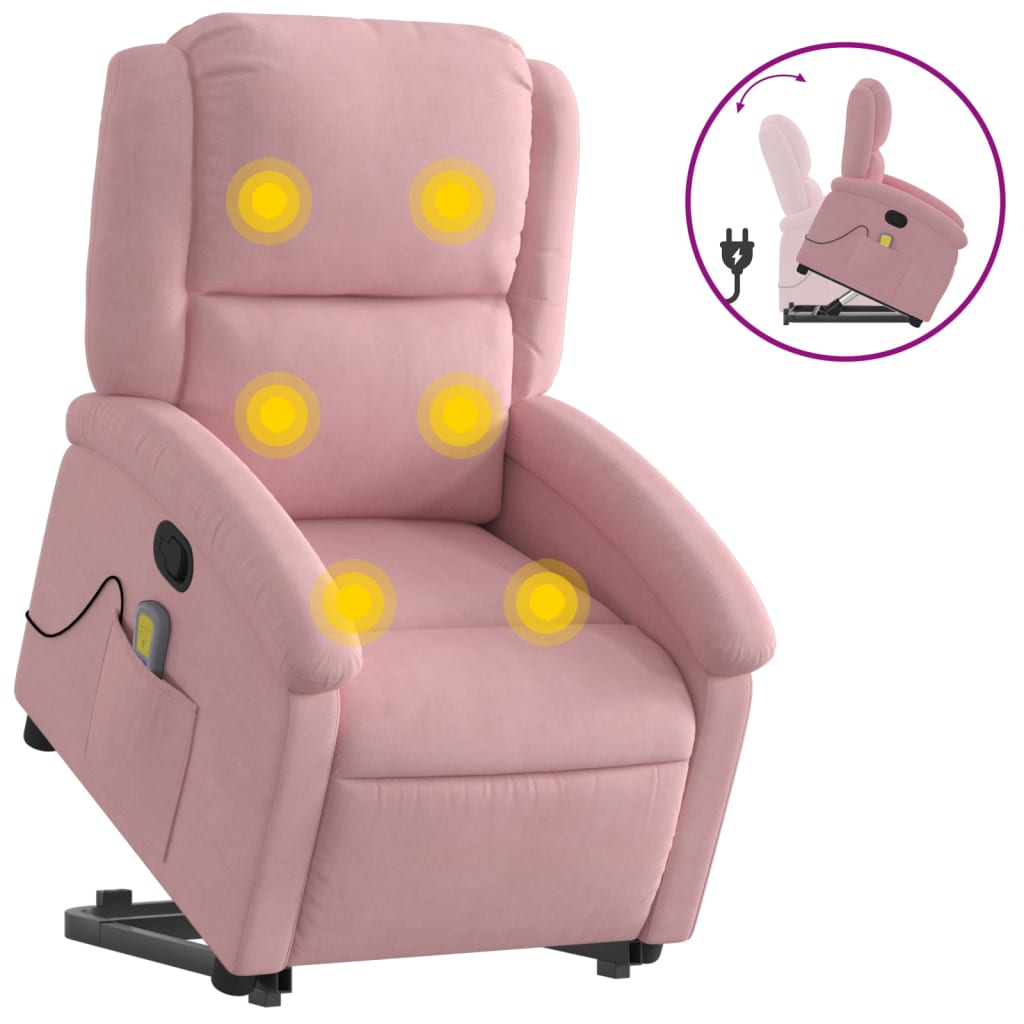 Massagesessel mit Aufstehhilfe Rosa Samt