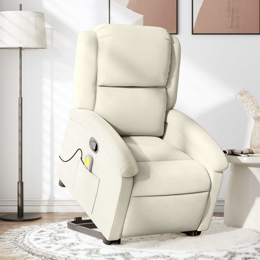 Fauteuil de massage avec aide au verticalisation en velours crème