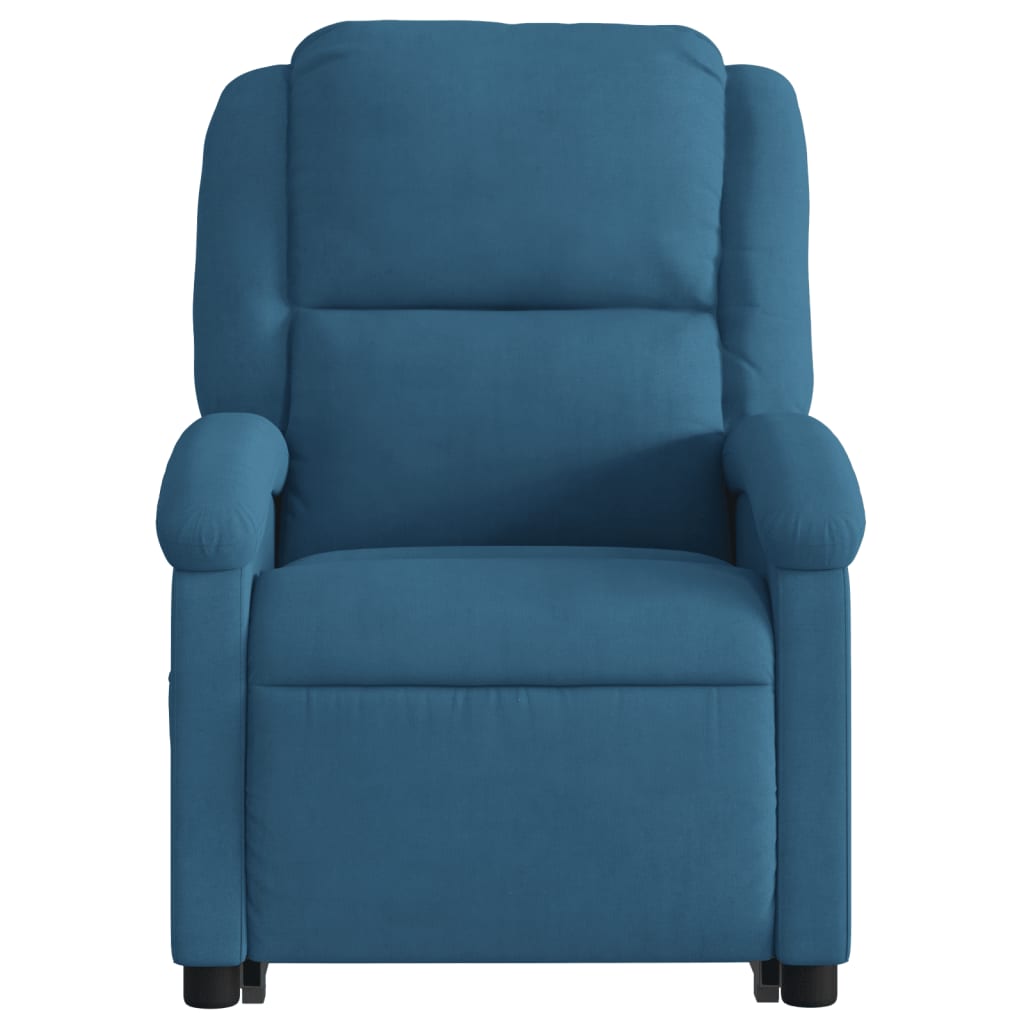 Fauteuil de massage avec aide à la verticalisation en velours bleu