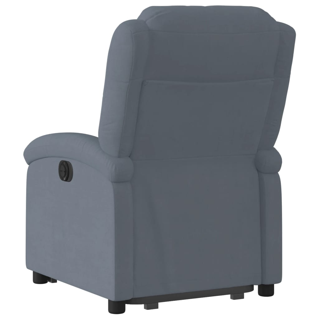 Fauteuil relax avec releveur électrique en velours gris foncé