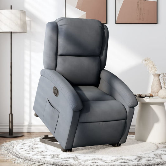 Fauteuil relax avec releveur électrique en velours gris foncé