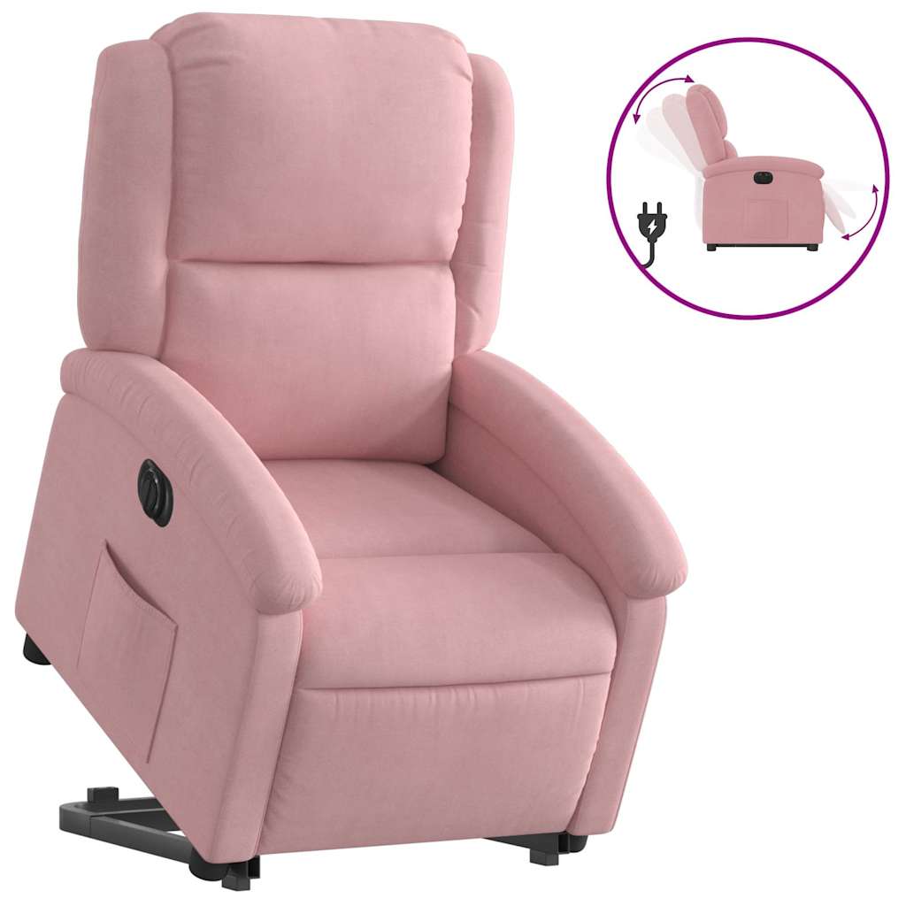 Relaxsessel mit Aufstehhilfe Elektrisch Rosa Samt