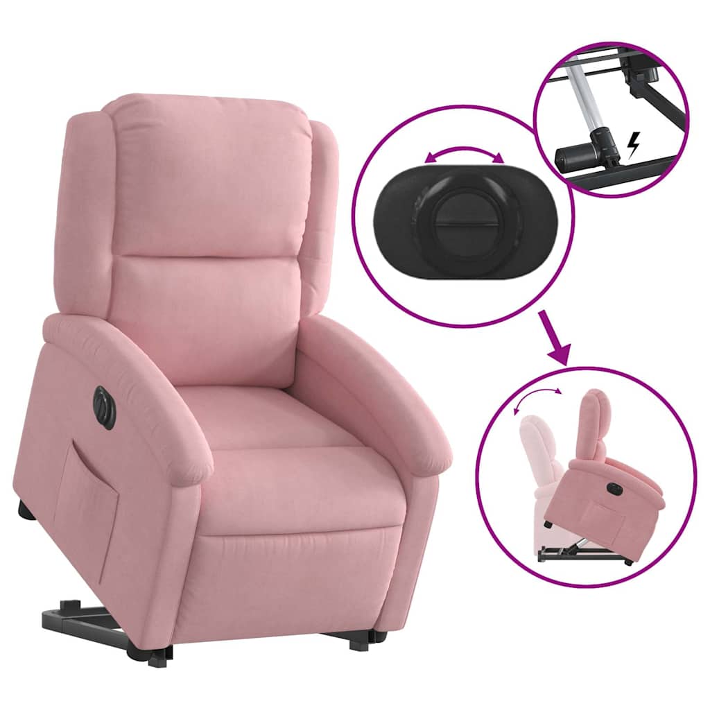 Relaxsessel mit Aufstehhilfe Elektrisch Rosa Samt