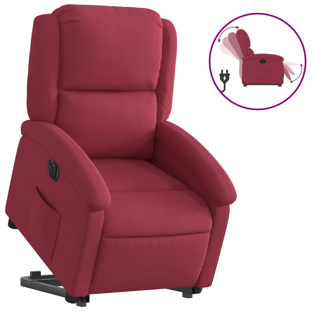 Fauteuil relax avec releveur électrique en velours rouge vin