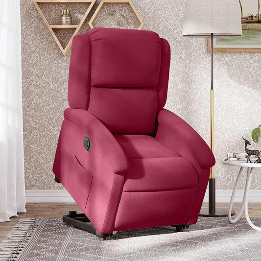 Fauteuil relax avec releveur électrique en velours rouge vin
