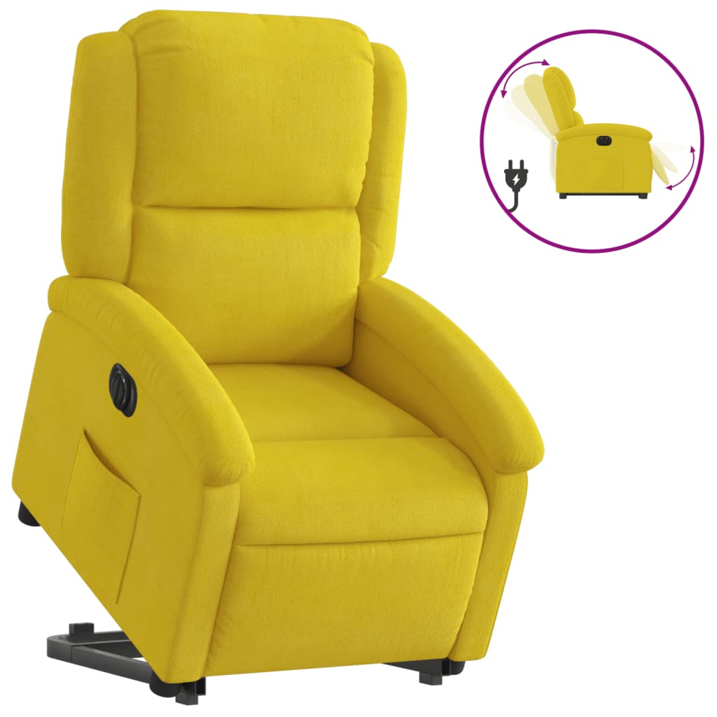 Fauteuil relax avec releveur électrique en velours jaune