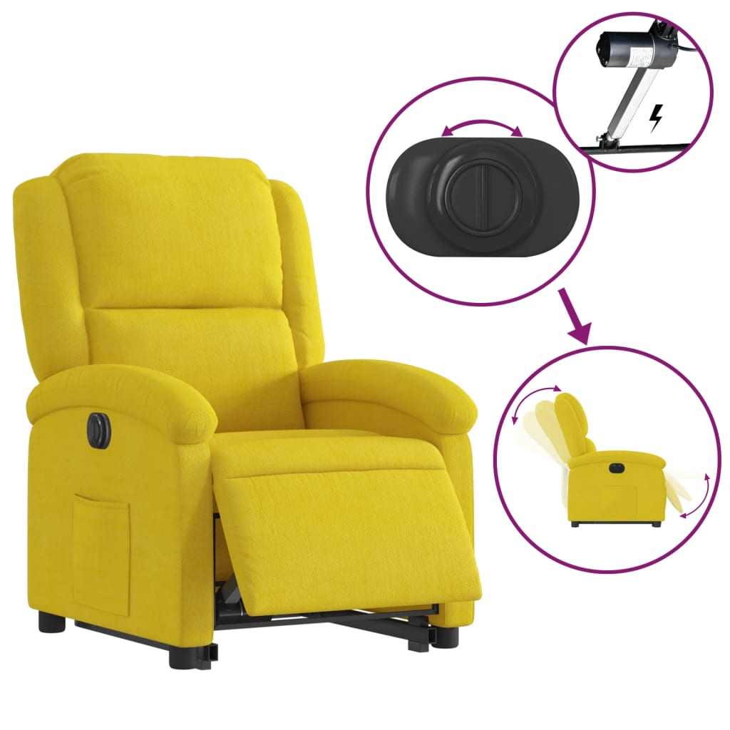 Fauteuil relax avec releveur électrique en velours jaune