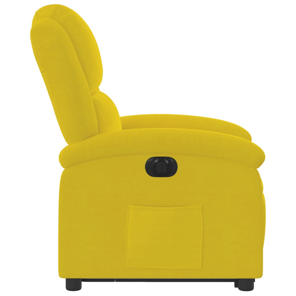 Fauteuil relax avec releveur électrique en velours jaune