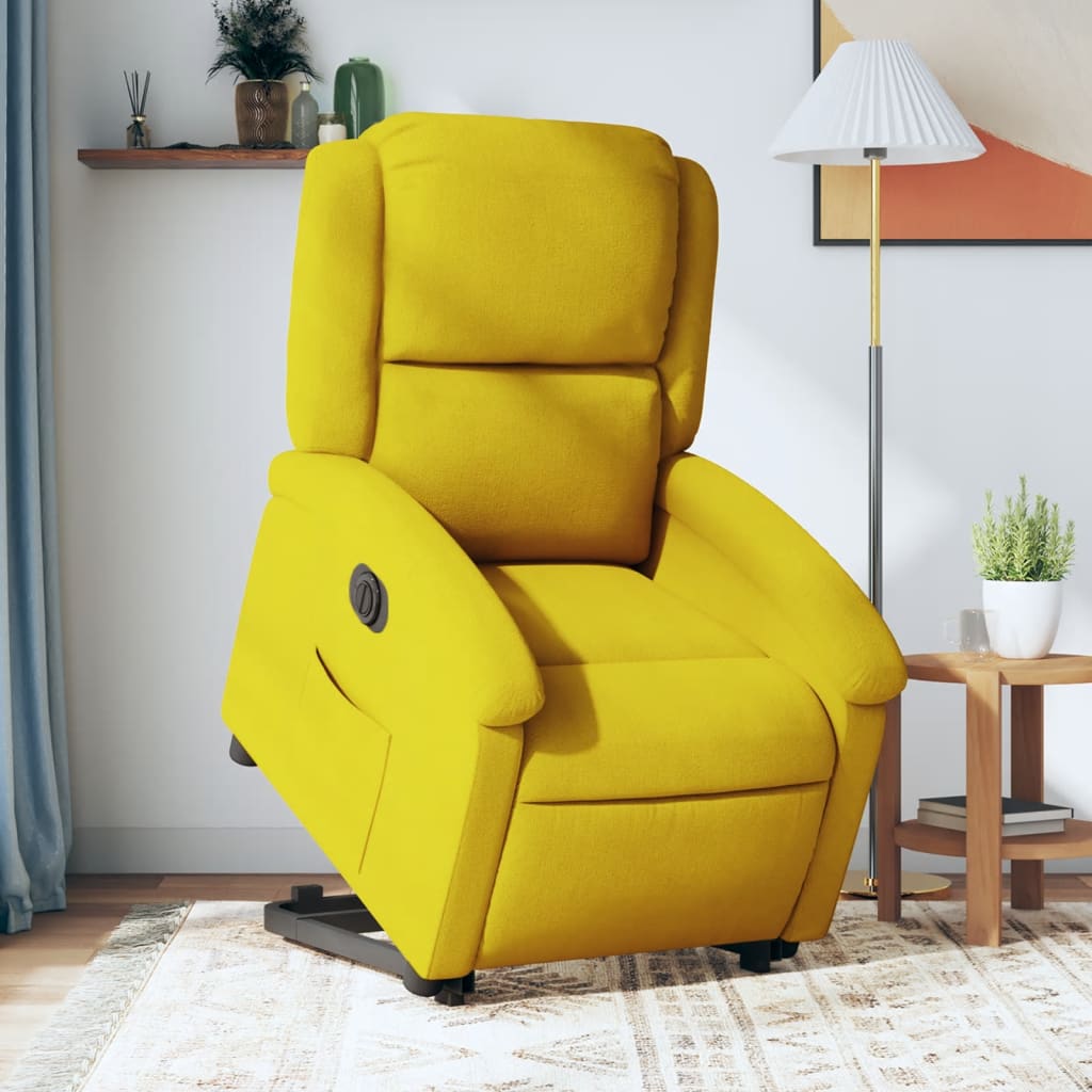 Fauteuil relax avec releveur électrique en velours jaune
