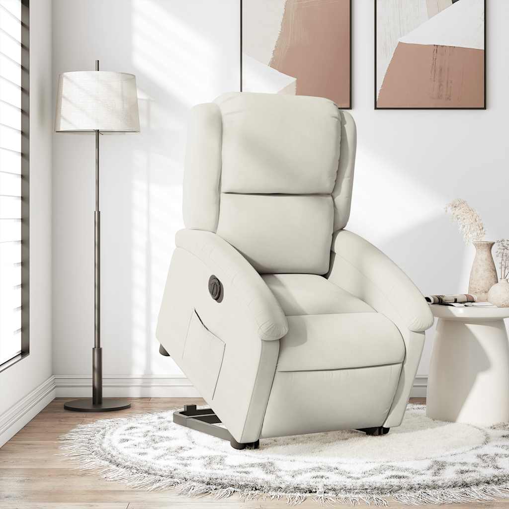 Relaxsessel mit Aufstehhilfe Elektrisch Creme Samt