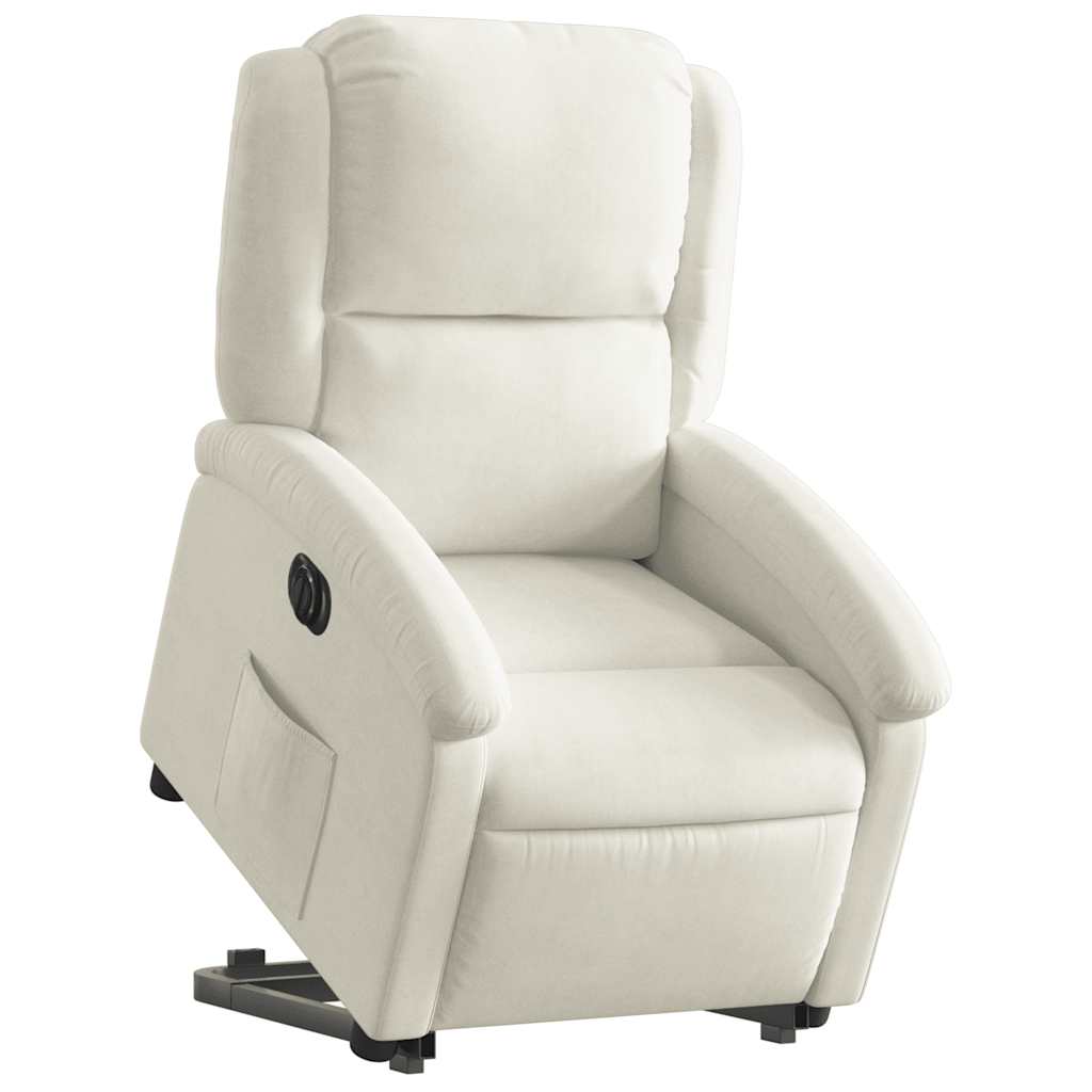 Relaxsessel mit Aufstehhilfe Elektrisch Creme Samt