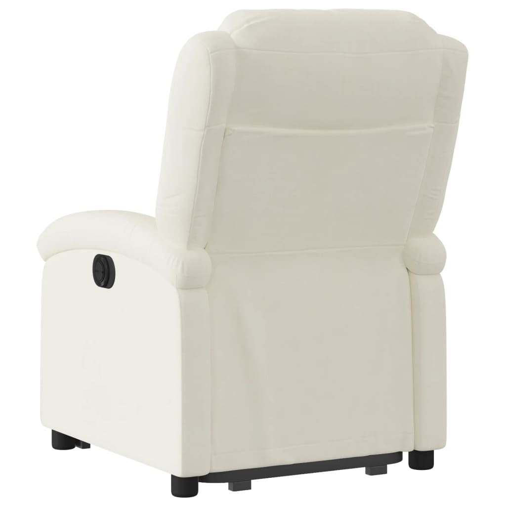 Relaxing chair with electric riser in cream velvet