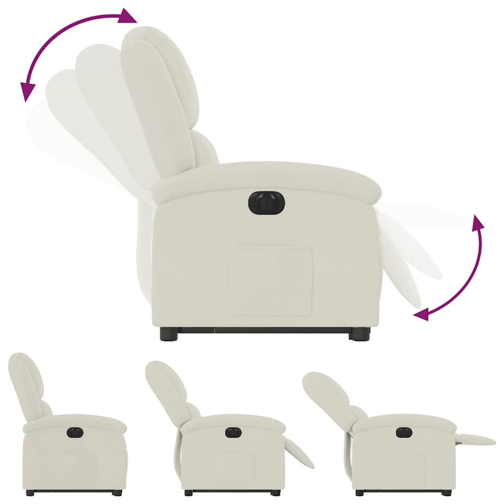 Relaxsessel mit Aufstehhilfe Elektrisch Creme Samt