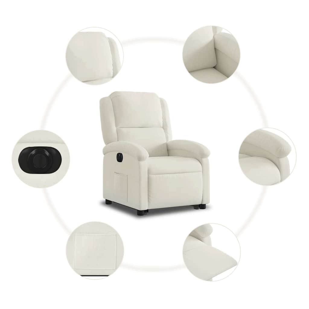 Relaxsessel mit Aufstehhilfe Elektrisch Creme Samt