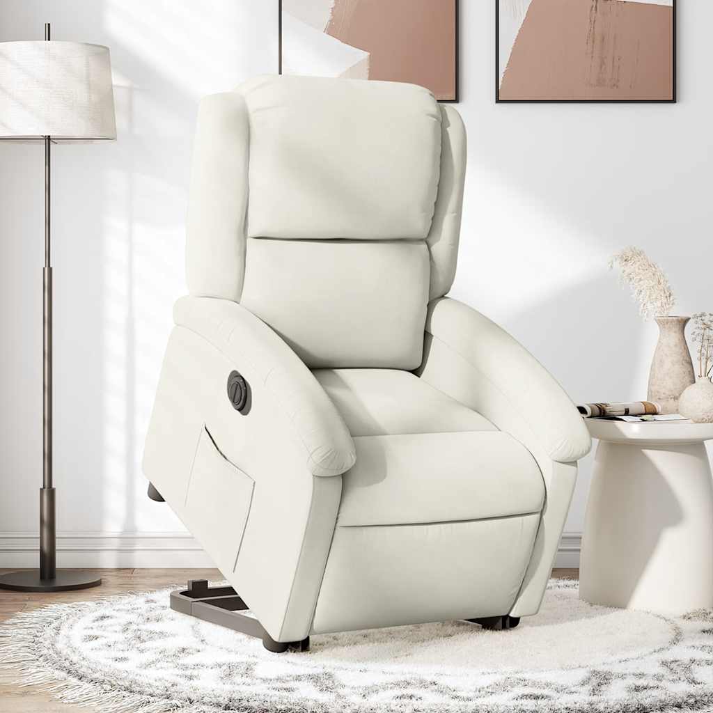 Relaxsessel mit Aufstehhilfe Elektrisch Creme Samt