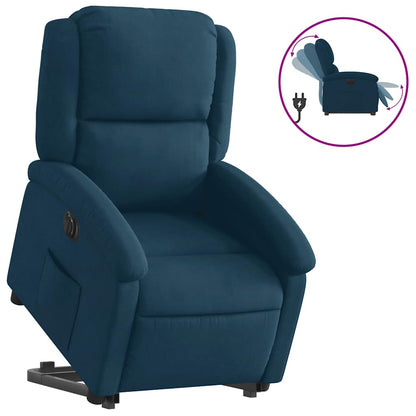 Relaxsessel mit Aufstehhilfe Elektrisch Blau Samt