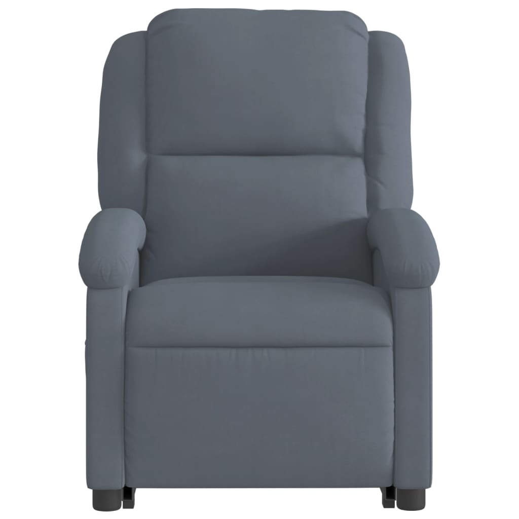 Fauteuil de massage avec aide électrique au verticalisation, velours gris foncé