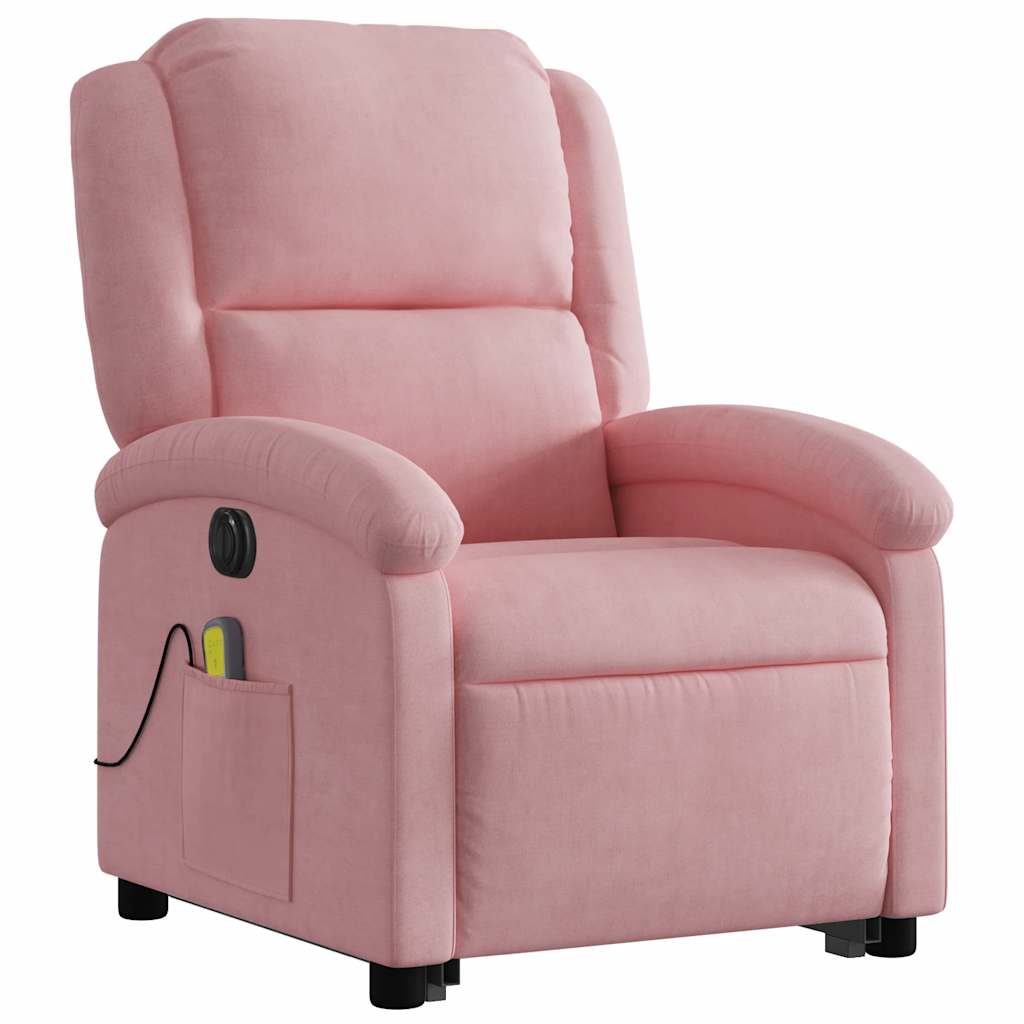 Massagesessel mit Aufstehhilfe Elektrisch Rosa Samt