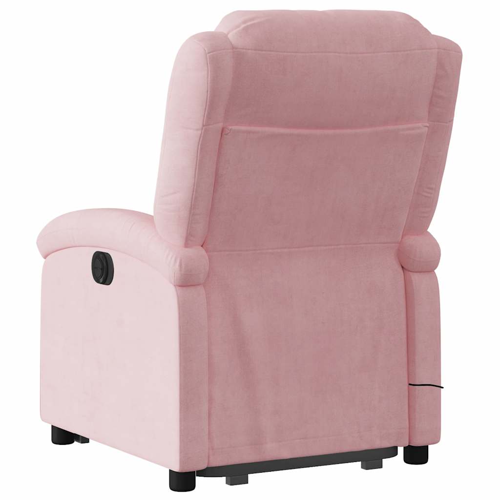 Massagesessel mit Aufstehhilfe Elektrisch Rosa Samt