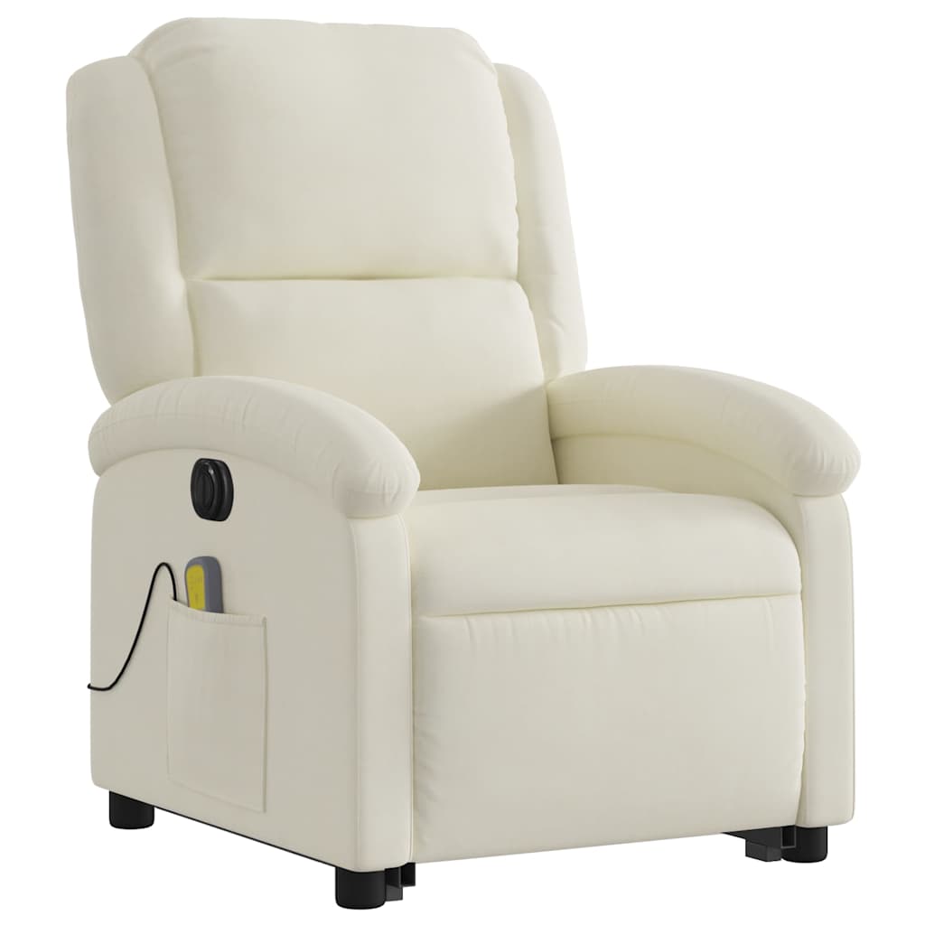 Fauteuil de massage avec aide électrique au verticalisation en velours crème