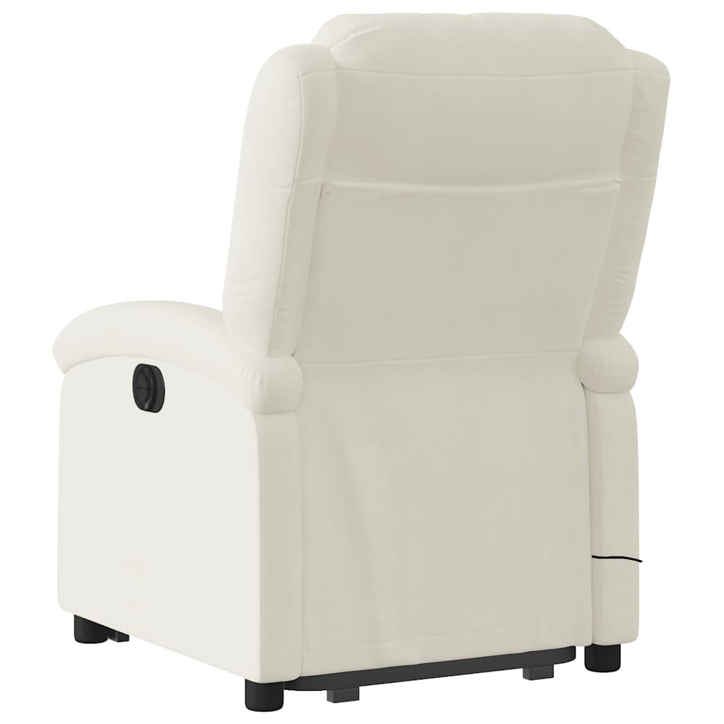 Fauteuil de massage avec aide électrique au verticalisation en velours crème