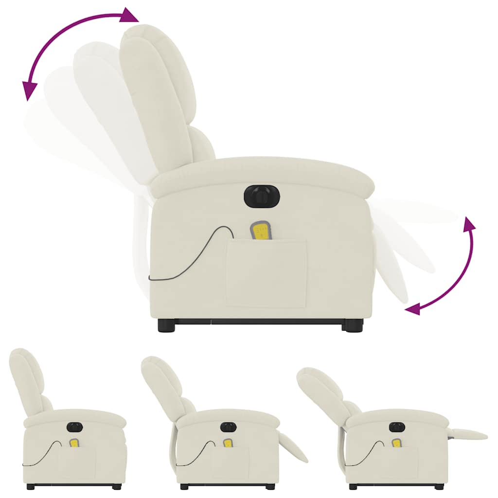 Fauteuil de massage avec aide électrique au verticalisation en velours crème