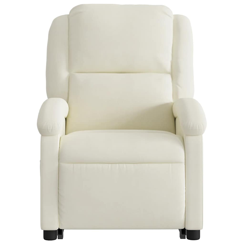 Fauteuil de massage avec aide électrique au verticalisation en velours crème