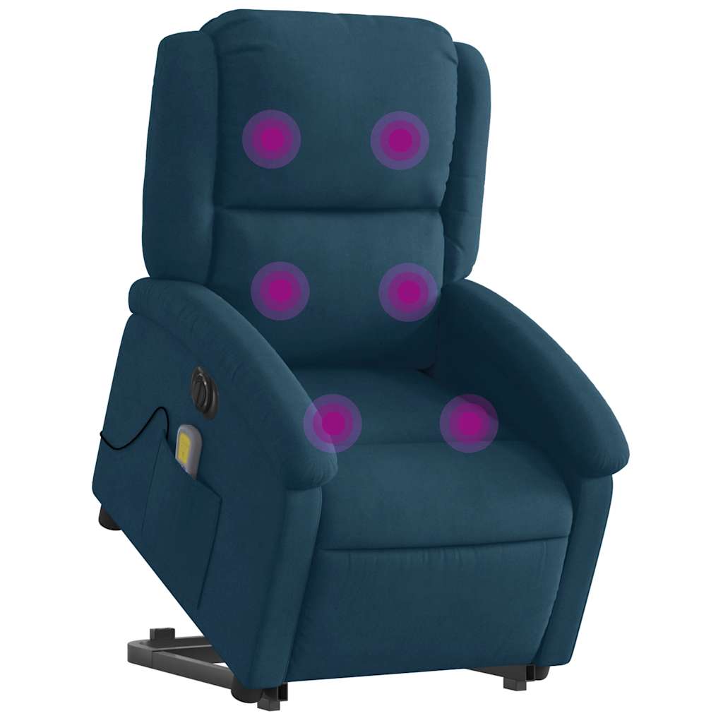 Massagesessel mit Aufstehhilfe Elektrisch Blau Samt