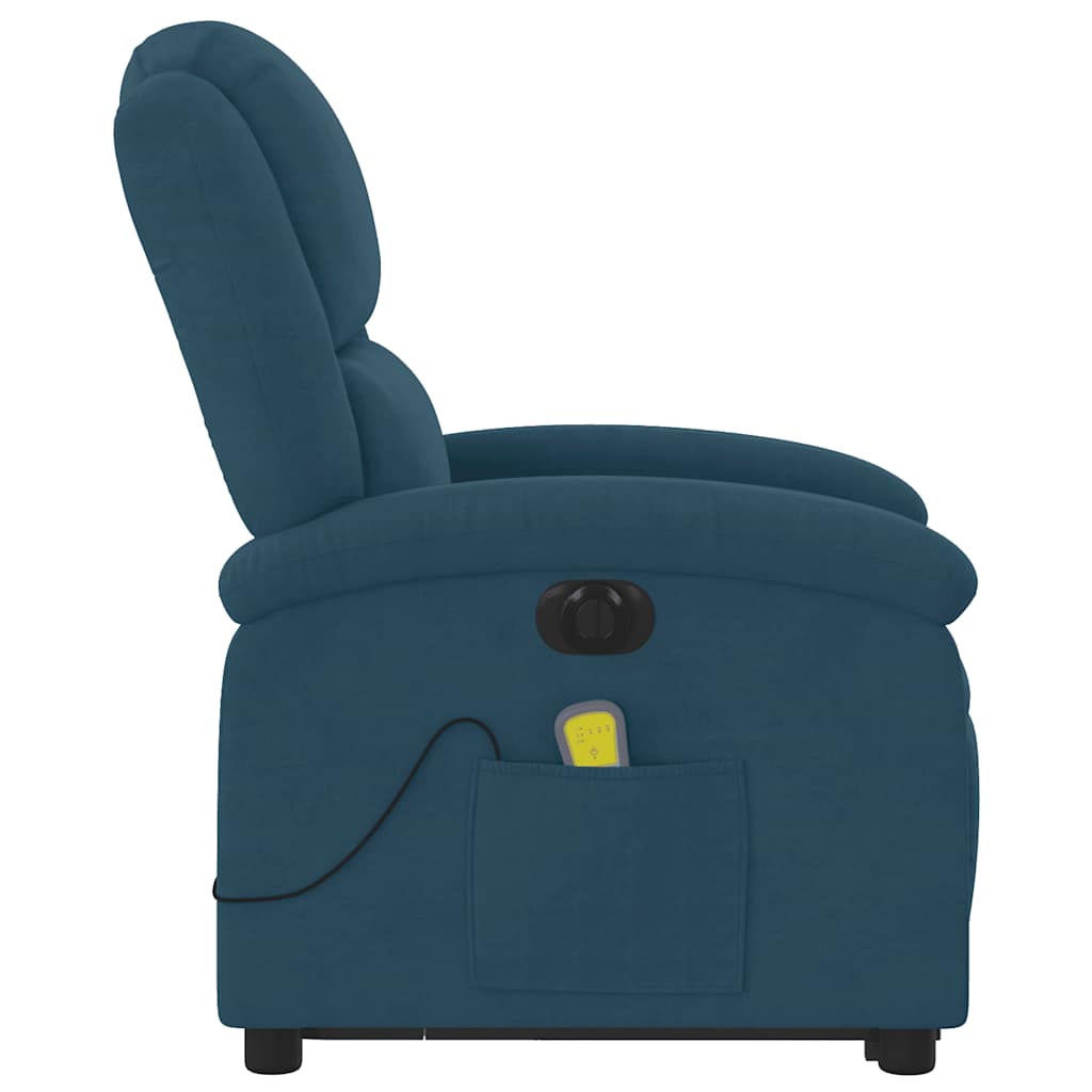 Massagesessel mit Aufstehhilfe Elektrisch Blau Samt