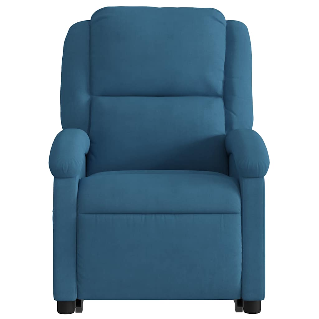 Massage chair with electric stand-up aid, blue velvet