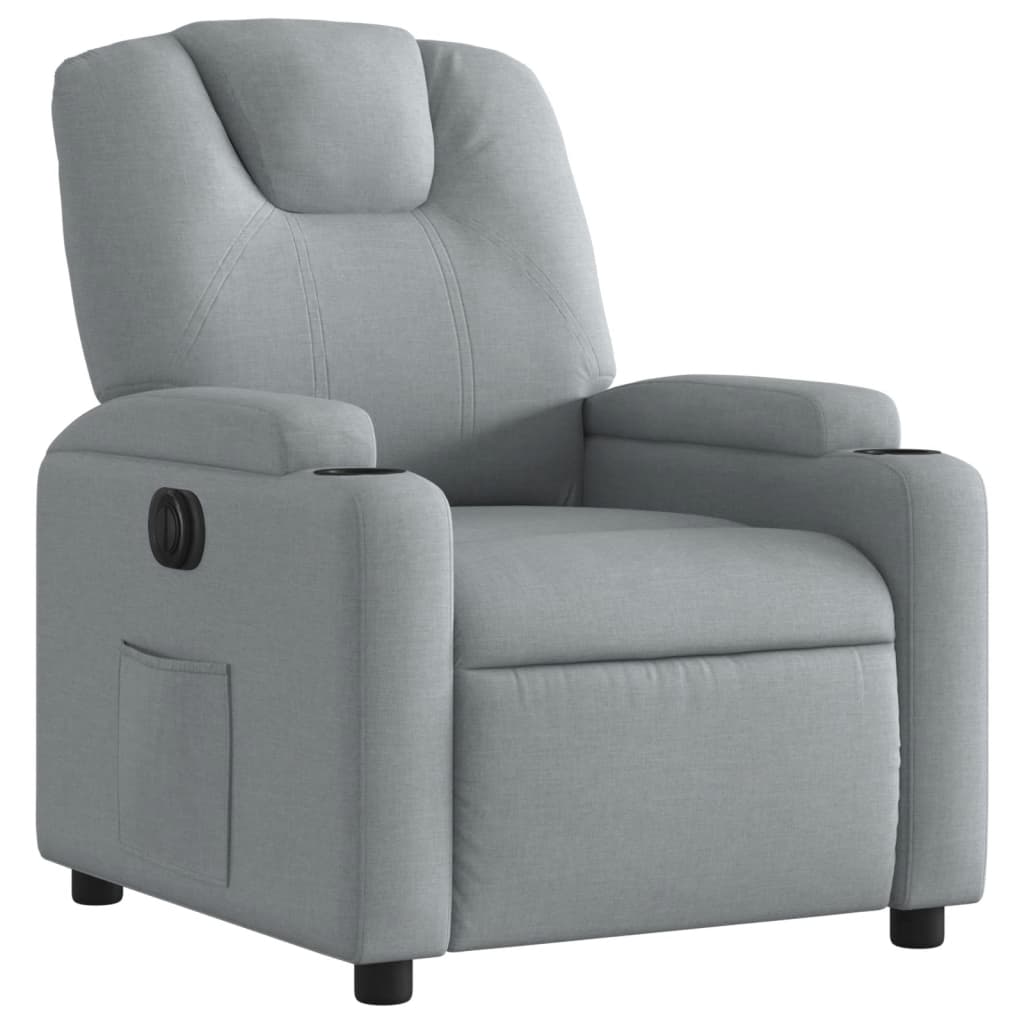 Fauteuil inclinable électrique en tissu gris clair