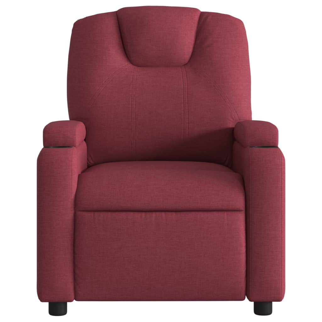 Fauteuil inclinable électrique en tissu rouge vin