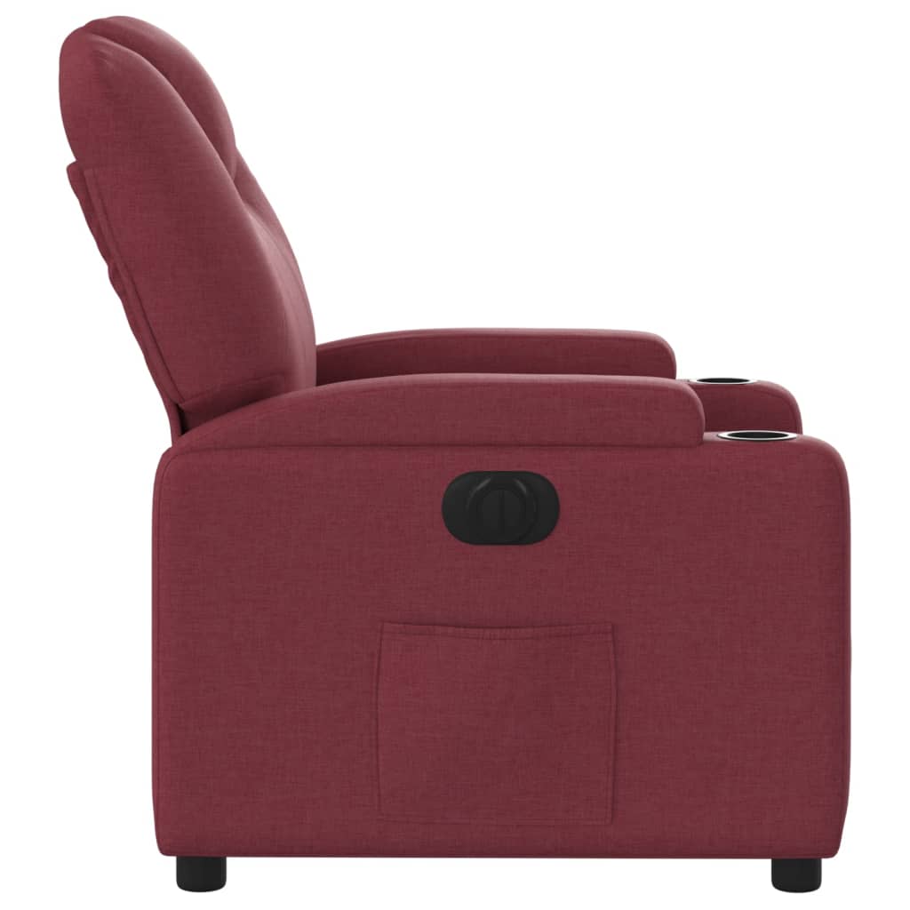 Fauteuil inclinable électrique en tissu rouge vin