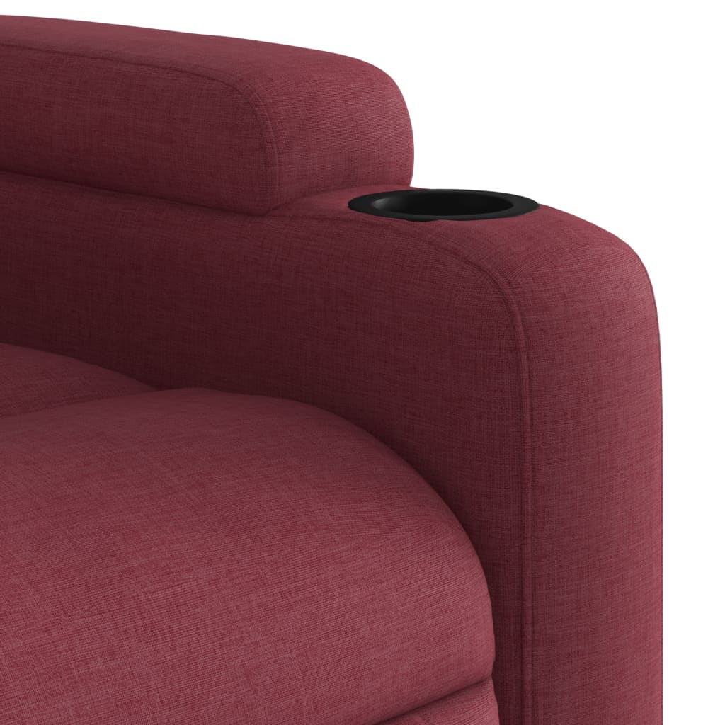 Fauteuil inclinable électrique en tissu rouge vin