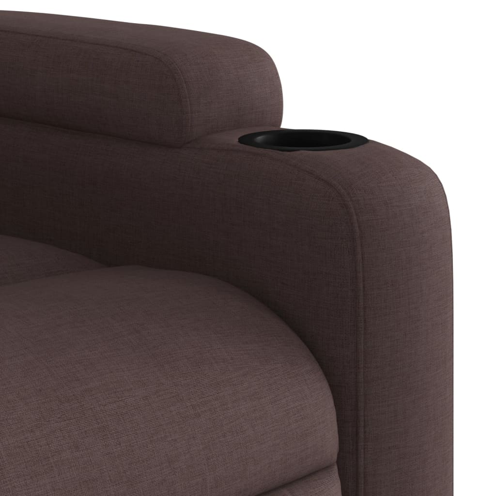 Fauteuil inclinable électrique en tissu marron foncé
