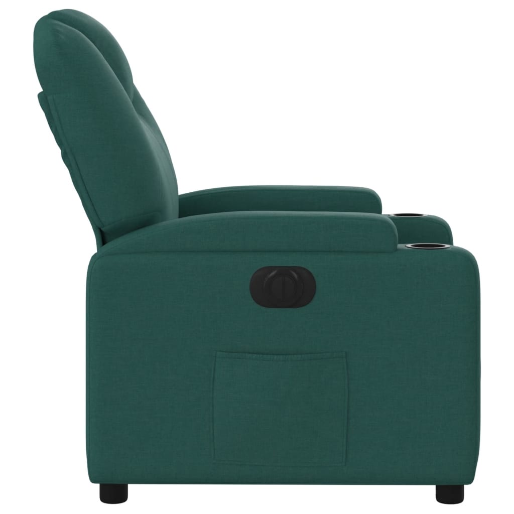 Fauteuil inclinable électrique en tissu vert foncé