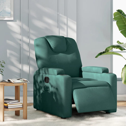 Fauteuil inclinable électrique en tissu vert foncé