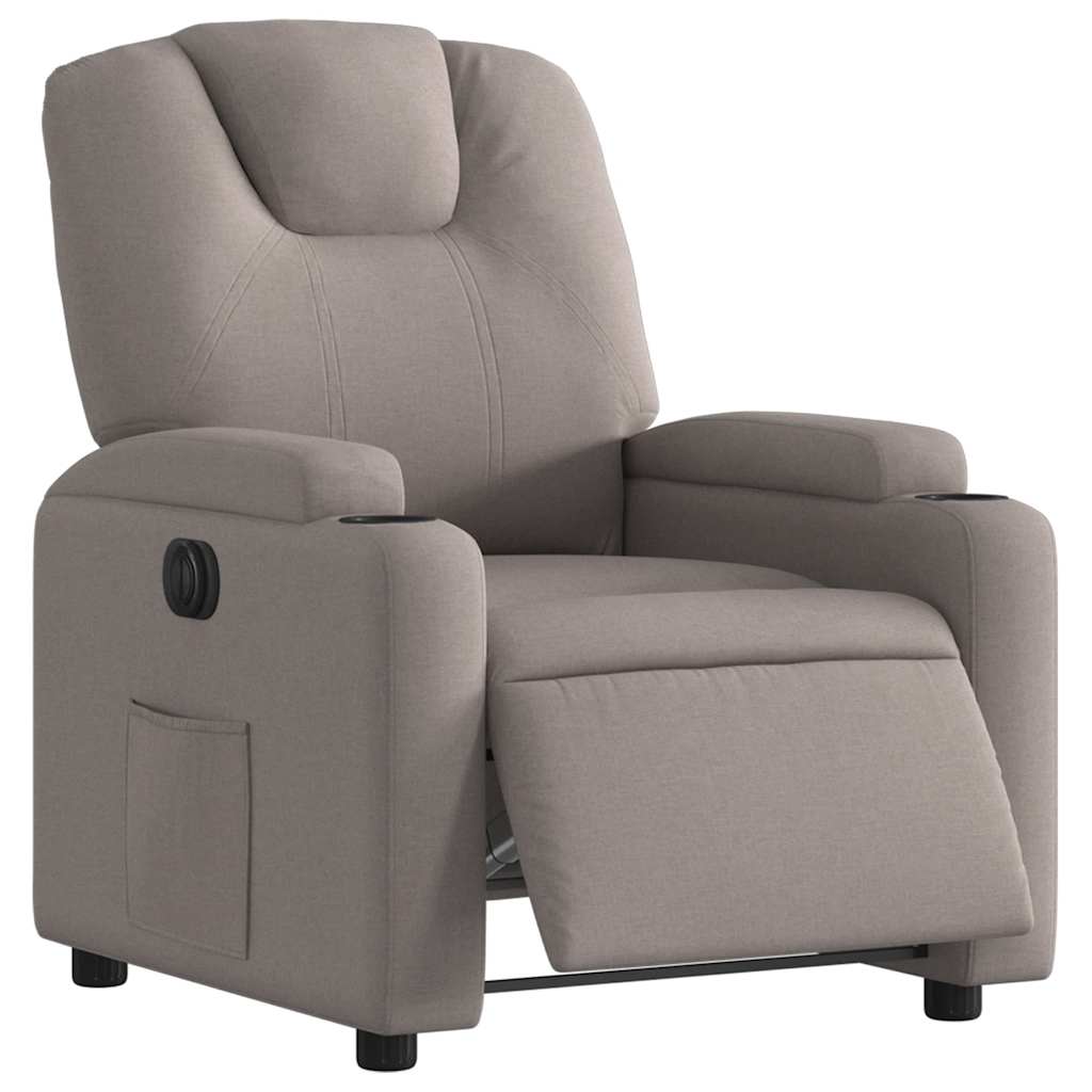 Fauteuil inclinable électrique en tissu taupe