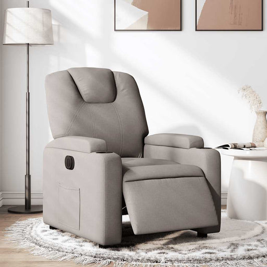 Fauteuil inclinable électrique en tissu taupe